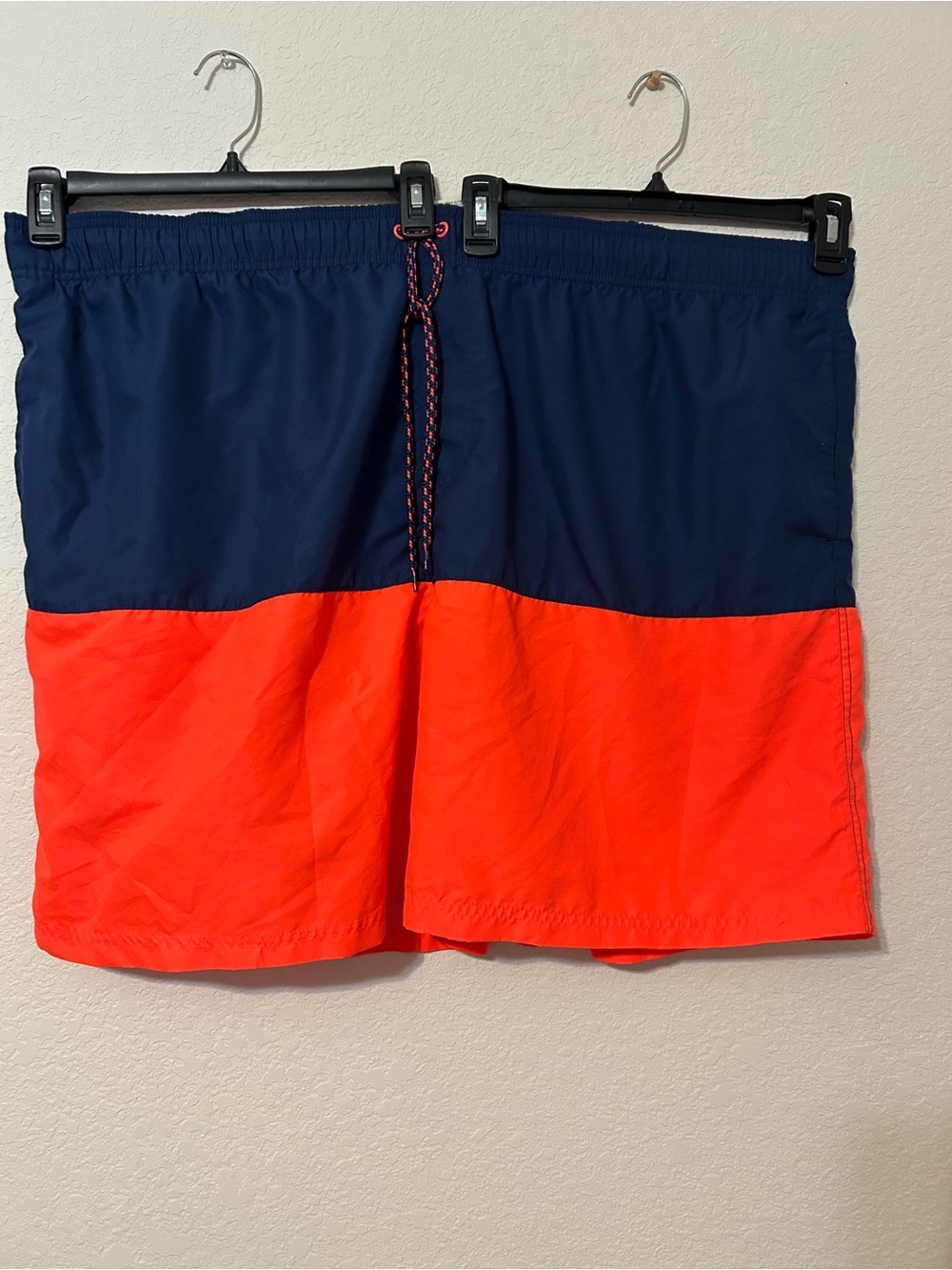 Men's Colorblock Navy & Bright Orange Swim Trunks 3X